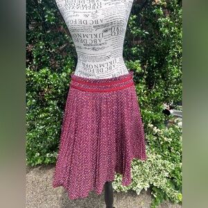 Banana Republic Red and Blue Pleated A-Line Skirt 2